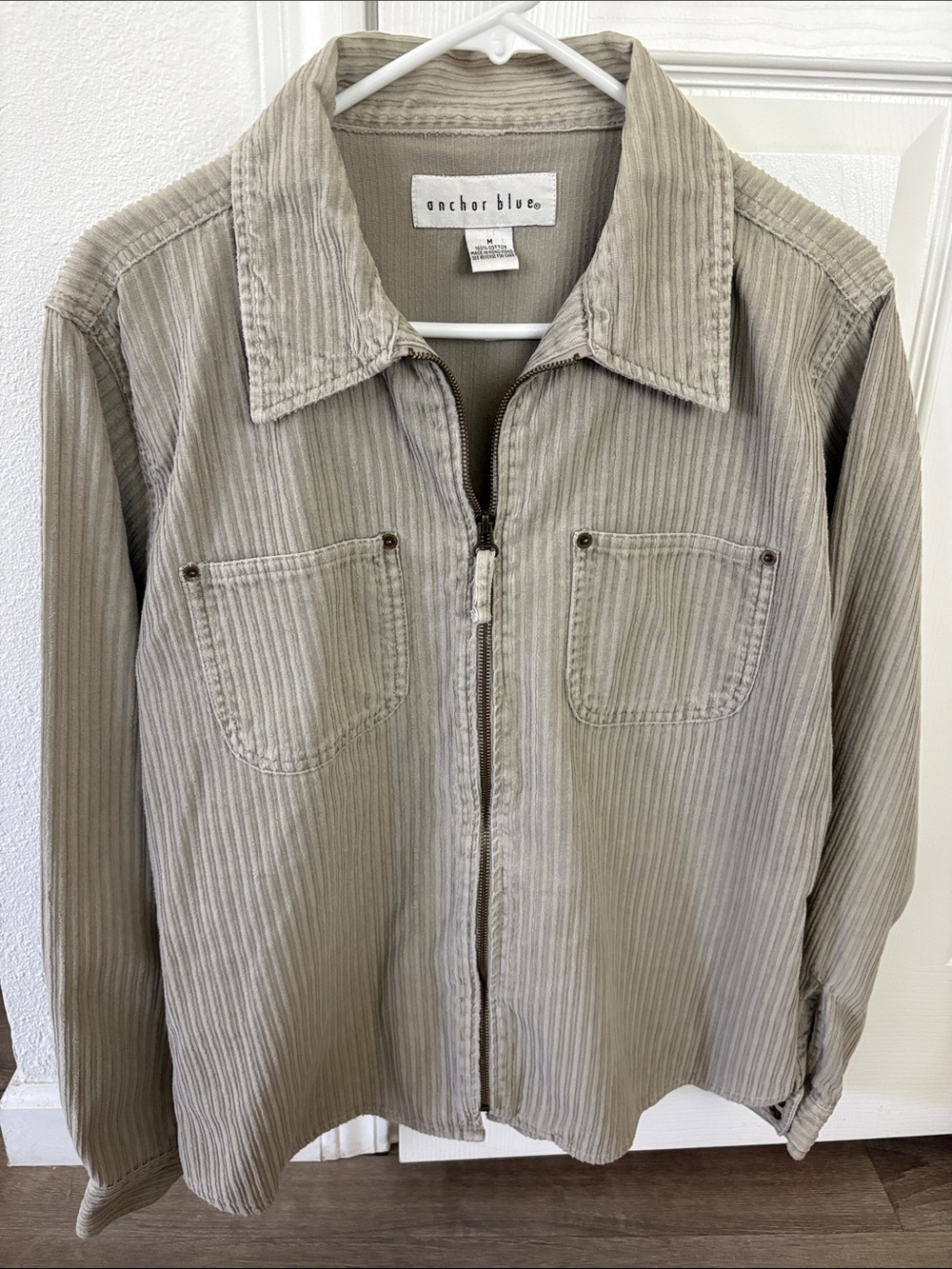 anchor blue Taupe Corduroy Zip-Front Jean Jacket
